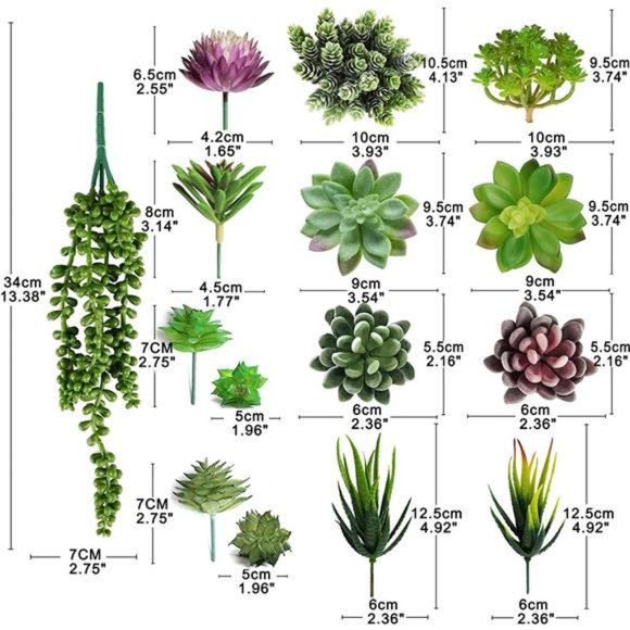 Artificial Succulent Plants - 16 Pcs Set Faux Succulents Unpotted Fake Plants - Picture 3 of 8